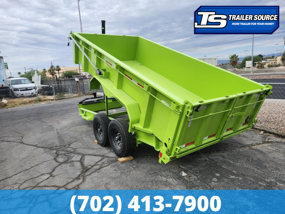 7x14 Diamond C LPT 207 Dump Trailer - 32" Sides - 15.5K GVWR - 14 Ply Tires, Long Arm Tarp, Solar Panel