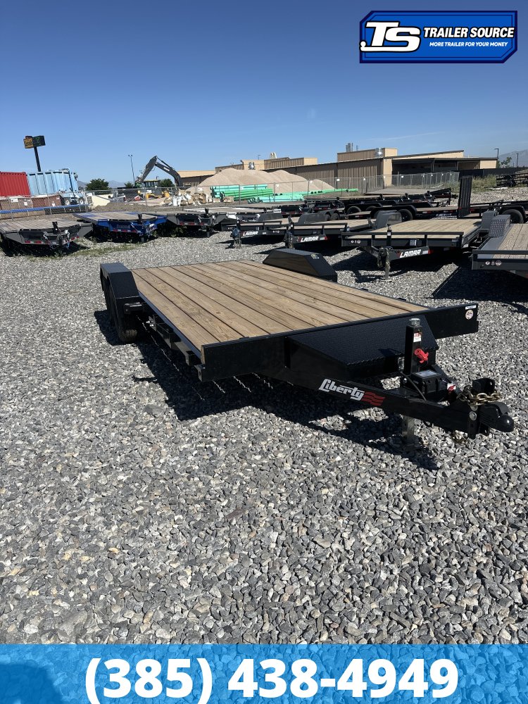 7x18 Liberty LC Flatbed Car Hauler Trailer - 7K GVWR - Slide Out Ramps