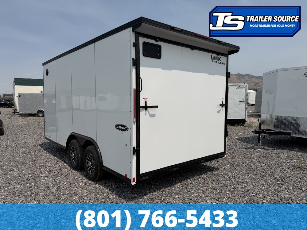 8.5x16 Look Element Elite Enclosed Car Hauler Trailer - 10K GVWR - .080 PolyCor, Alloy Wheels, Black Out Package, Finished Interior, Rear Spoiler w/ Load Lights, Rubber Coin Floor