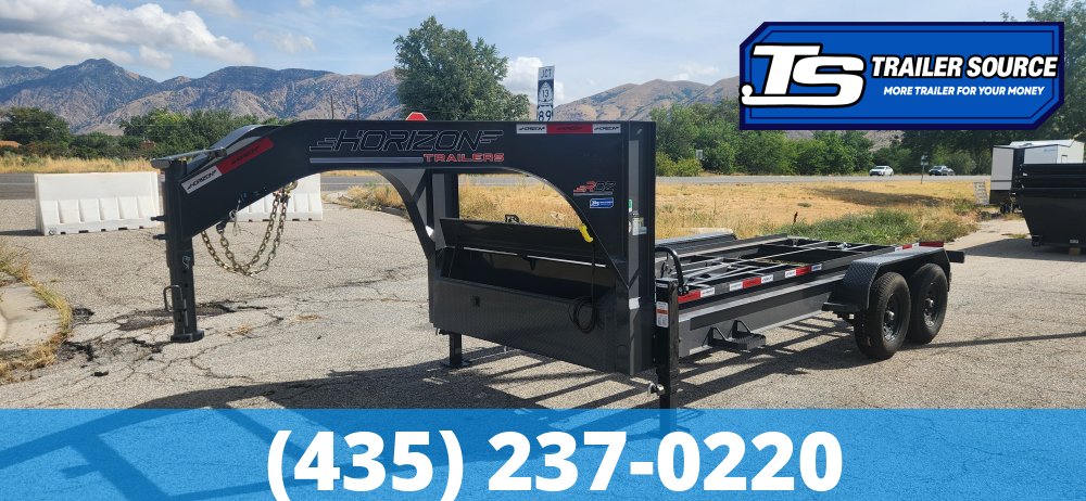 7x16 Horizon RDZ Gooseneck Roll Off Trailer Trailer - 15.7K GVWR - Engineered Neck, Solar Panel