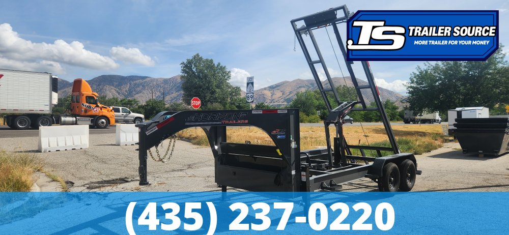 7x16 Horizon RDZ Gooseneck Roll Off Trailer Trailer - 15.7K GVWR - Engineered Neck, Solar Panel