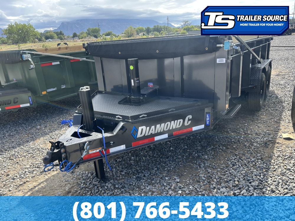 7x14 Diamond C LPT 207 Dump Trailer - 32" Sides - 15.5K GVWR - 14 Ply Tires, Long Arm Tarp