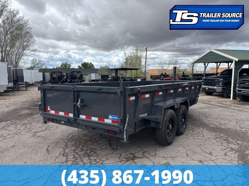 7x16 Lamar DT Dump Trailer - 24" Sides - 14K GVWR - 7 Gauge Floor, Stabilizer Jacks, Telescopic