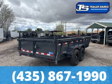 7x16 Lamar DT Dump Trailer - 24" Sides - 14K GVWR - 7 Gauge Floor, Stabilizer Jacks, Telescopic