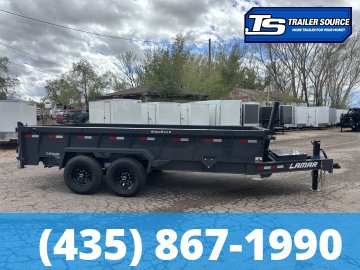 7x16 Lamar DT Dump Trailer - 24" Sides - 14K GVWR - 7 Gauge Floor, Stabilizer Jacks, Telescopic