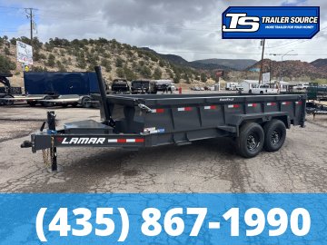 7x16 Lamar DT Dump Trailer - 24" Sides - 14K GVWR - 7 Gauge Floor, Stabilizer Jacks, Telescopic