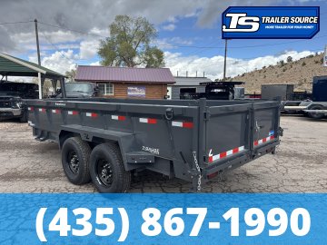 7x16 Lamar DT Dump Trailer - 24" Sides - 14K GVWR - 7 Gauge Floor, Stabilizer Jacks, Telescopic