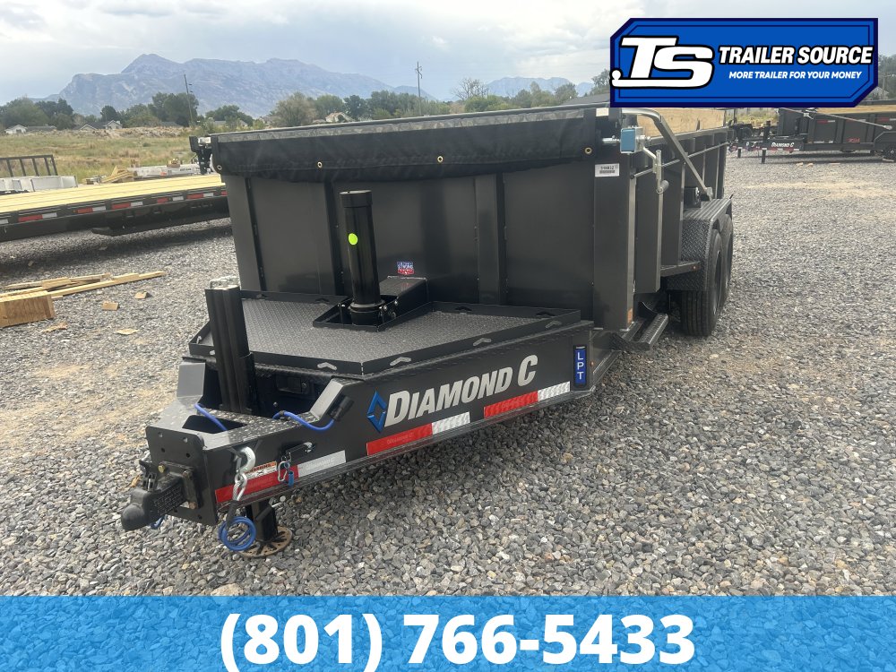 7'x14' Diamond C LPT 208 Dump Trailer - 32" Sides - 18K GVWR - 18 Ply Tires, ABS Brakes, Battery, Board Brackets, Hydraulic Jack(s)
