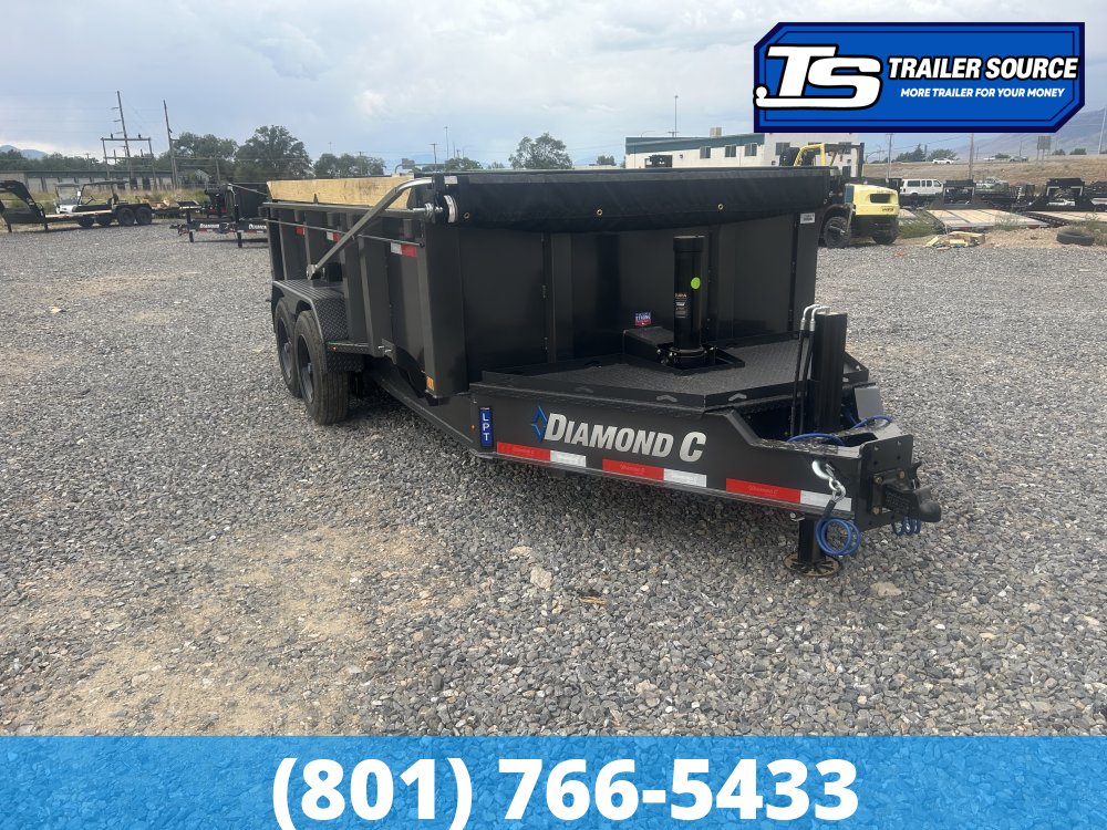 7'x14' Diamond C LPT 208 Dump Trailer - 32" Sides - 18K GVWR - 18 Ply Tires, ABS Brakes, Battery, Board Brackets, Hydraulic Jack(s)