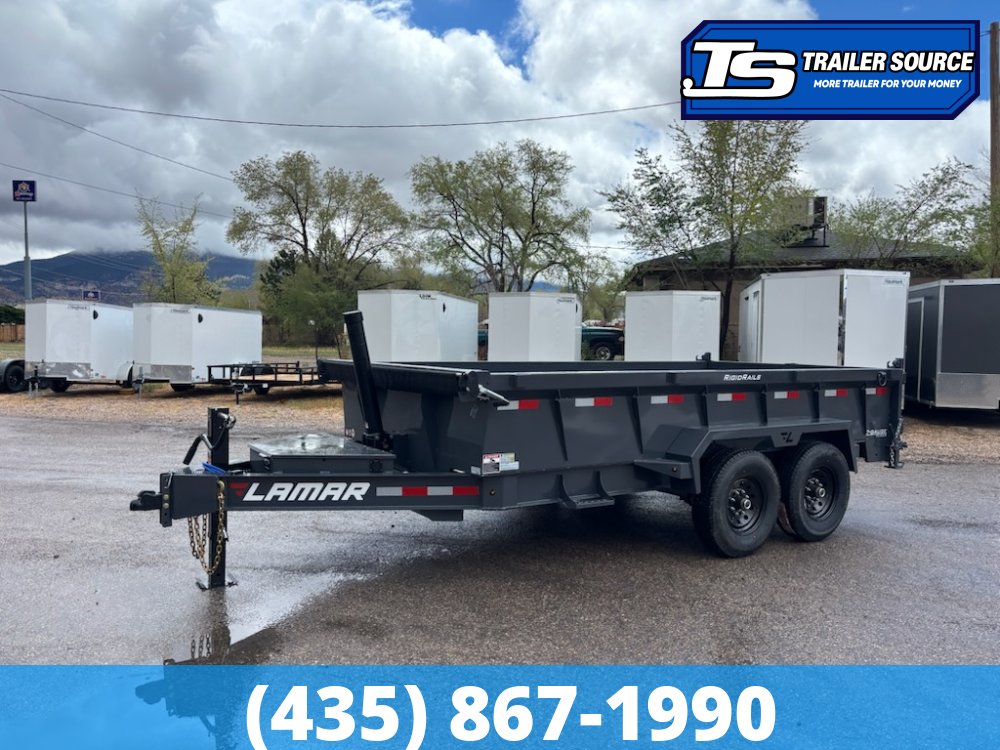 7x14 Lamar DT Dump Trailer - 24" Sides - 14K GVWR - 7 Gauge Floor, Stabilizer Jacks, Telescopic