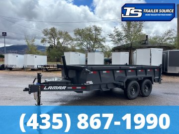 7x14 Lamar DT Dump Trailer - 24" Sides - 14K GVWR - 7 Gauge Floor, Stabilizer Jacks, Telescopic