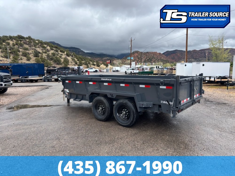 7x14 Lamar DT Dump Trailer - 24" Sides - 14K GVWR - 7 Gauge Floor, Stabilizer Jacks, Telescopic