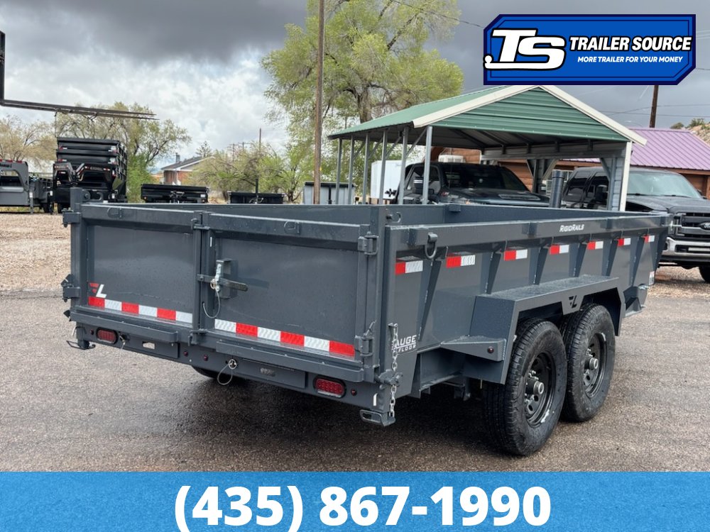 7x14 Lamar DT Dump Trailer - 24" Sides - 14K GVWR - 7 Gauge Floor, Stabilizer Jacks, Telescopic