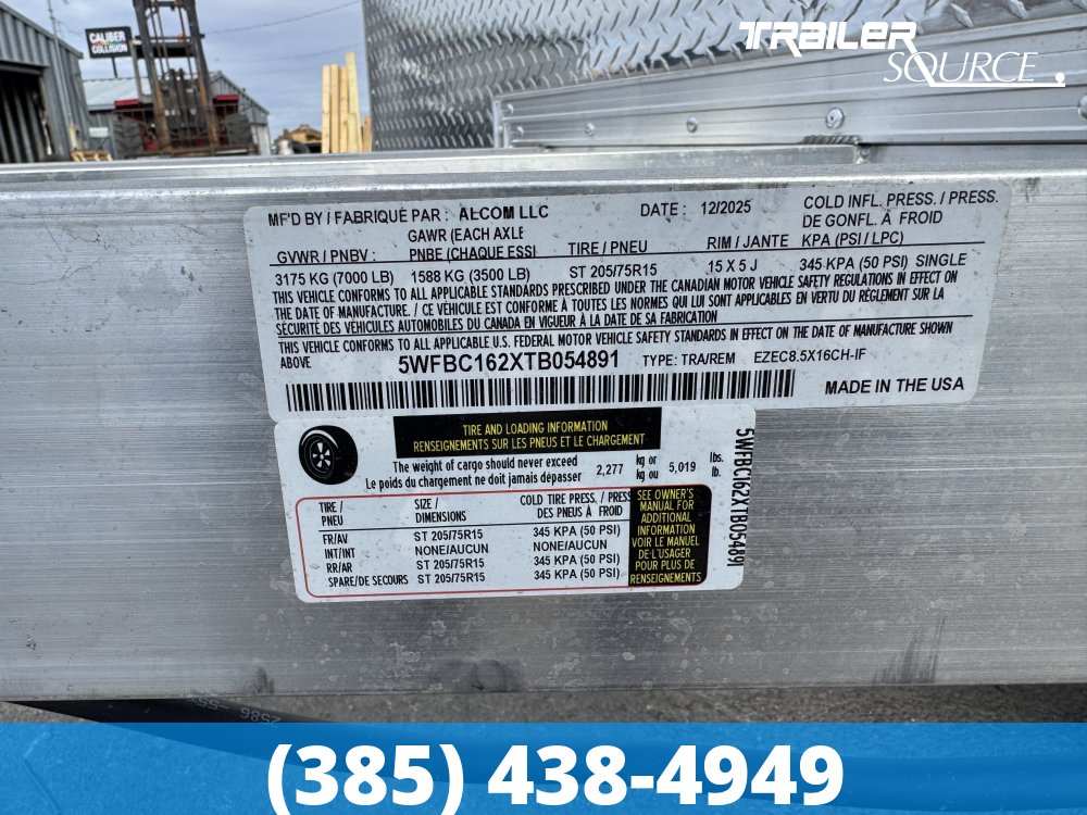 8.5x16 Alcom Mission EZ Hauler 7'0" Interior Enclosed Cargo