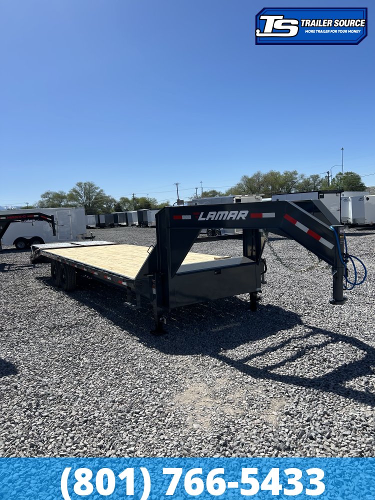 8.5x25 Lamar FS Gooseneck Equipment Trailer - 15.7K GVWR - 14 Ply Tires, Max Ramps