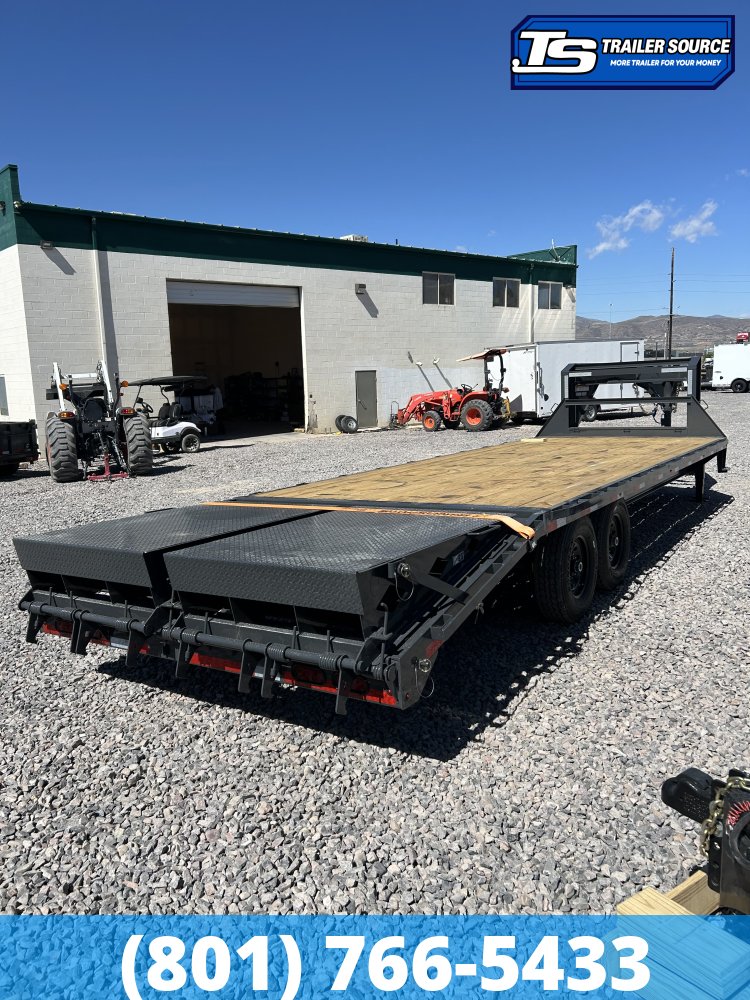8.5x25 Lamar FS Gooseneck Equipment Trailer - 15.7K GVWR - 14 Ply Tires, Max Ramps