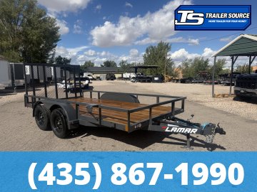 7x14 Lamar UC Tandem Axle Utility Trailer - 7K GVWR - Ramp Gate, Tube Top Rail