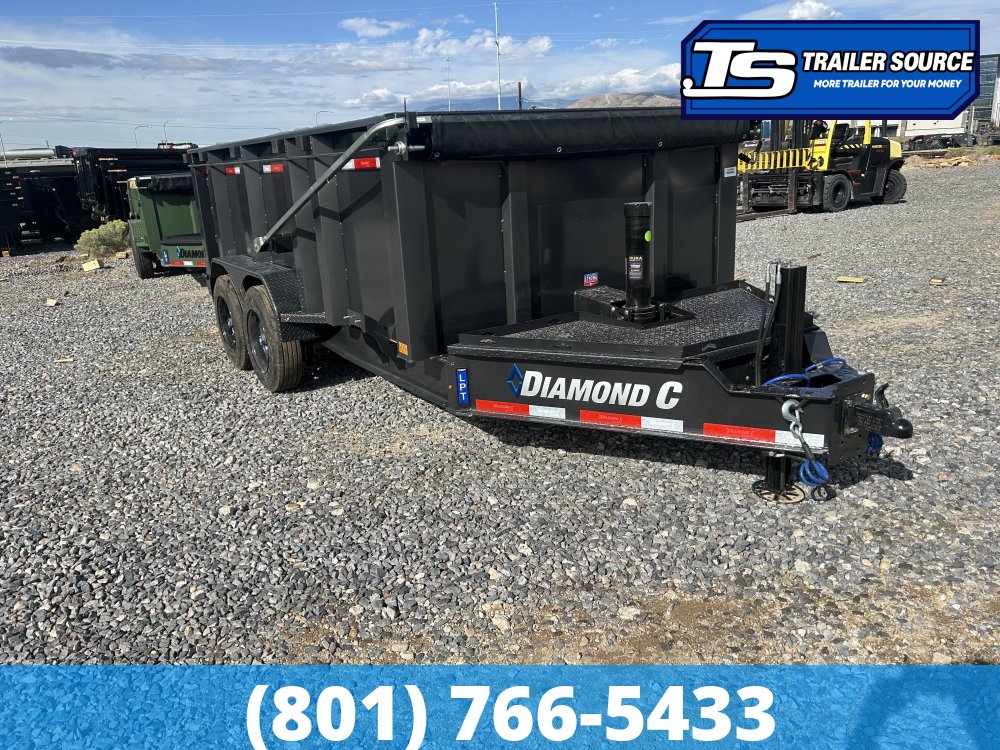 7'x14' Diamond C LPT 208 Dump Trailer - 44" Sides - 18K GVWR - 18 Ply Tires, ABS Brakes, Hydraulic Jack(s), Long Arm Tarp