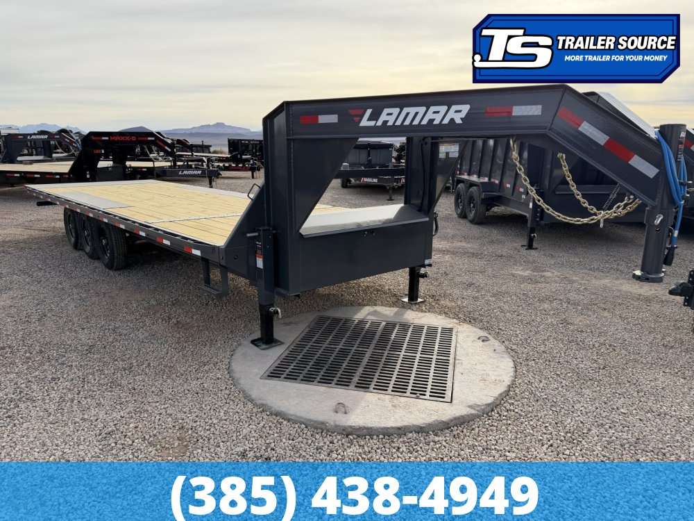 8.5x26 Lamar FA Gooseneck Deckover Tilt Trailer - 21K GVWR - Winch Plate