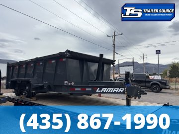 7x14 Lamar DT Gooseneck Dump Trailer - 36" Sides - 14K GVWR - 7 Gauge Floor, Stabilizer Jacks, Telescopic