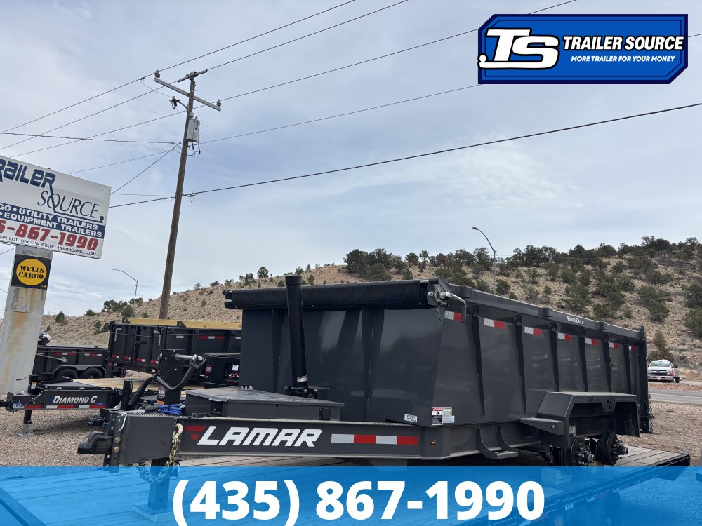 7x14 Lamar DT Gooseneck Dump Trailer - 36" Sides - 14K GVWR - 7 Gauge Floor, Stabilizer Jacks, Telescopic