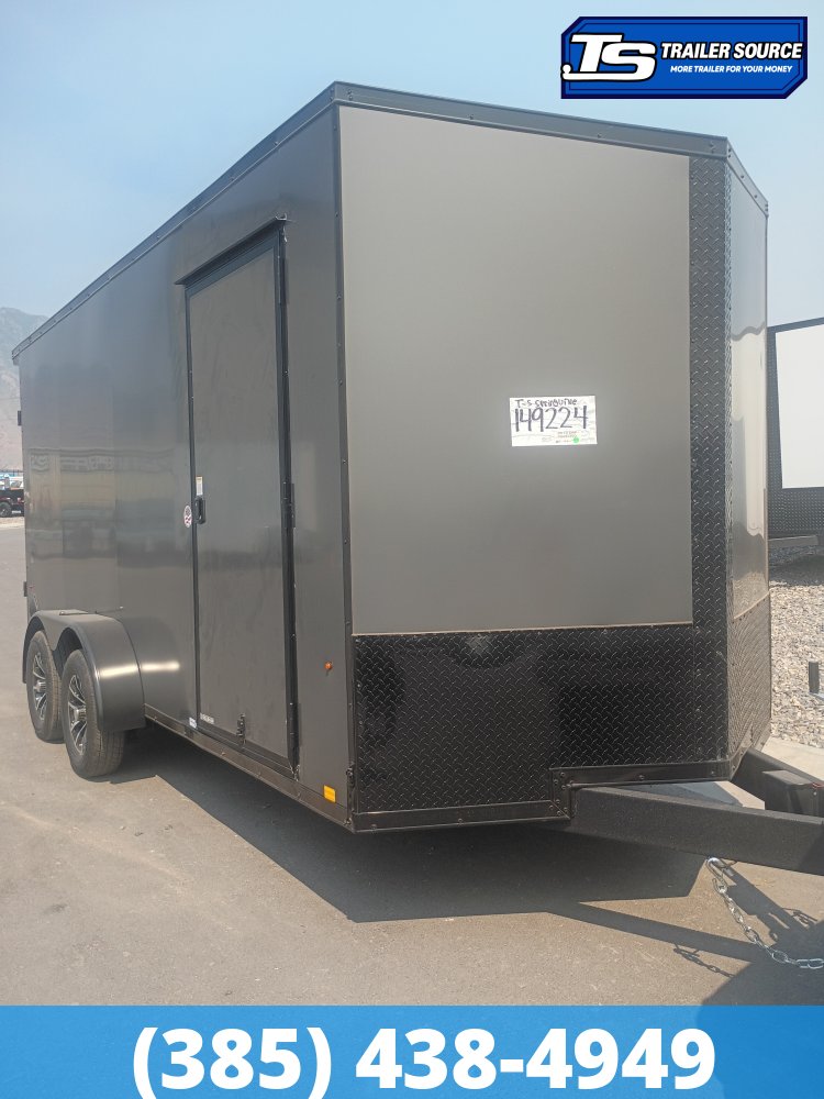 7x16 Look Element SE Enclosed Cargo Trailer - 7'0" Interior - 7K GVWR - .080 PolyCor, Alloy Wheels, Black Out Package, Rear Spoiler w/ Load Lights, Rubber Coin Floor, Vinyl Ceiling