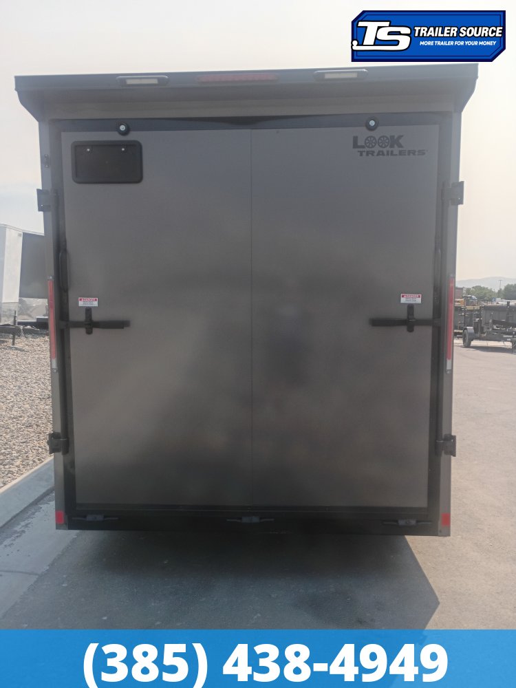 7x16 Look Element SE Enclosed Cargo Trailer - 7'0" Interior - 7K GVWR - .080 PolyCor, Alloy Wheels, Black Out Package, Rear Spoiler w/ Load Lights, Rubber Coin Floor, Vinyl Ceiling