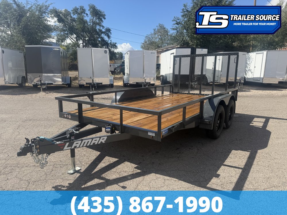 7x14 Lamar UC Tandem Axle Utility Trailer - 7K GVWR - Ramp Gate, Tube Top Rail