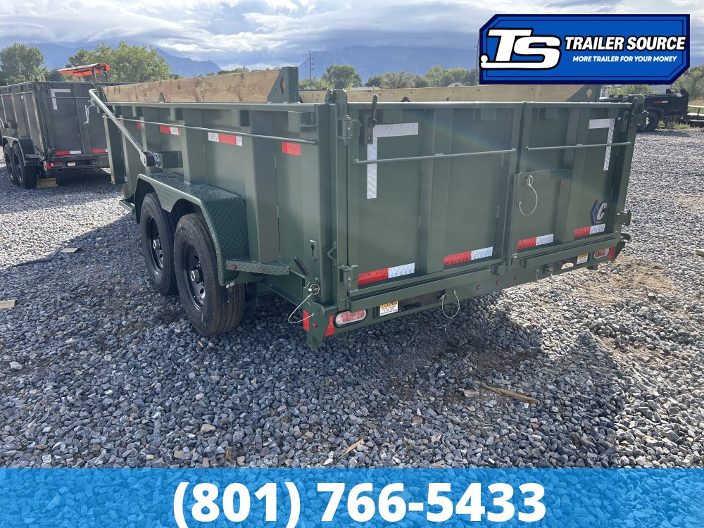 7'x14' Diamond C LPT 207 Dump Trailer - 32" Sides - 15.5K GVWR - 14 Ply Tires, Hydraulic Jack(s), Long Arm Tarp
