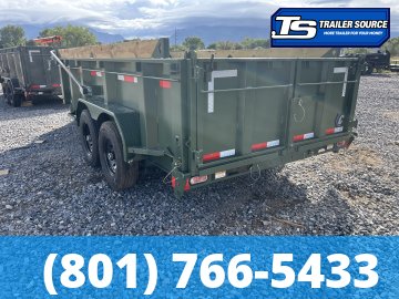 7'x14' Diamond C LPT 207 Dump Trailer - 32" Sides - 15.5K GVWR - 14 Ply Tires, Hydraulic Jack(s), Long Arm Tarp