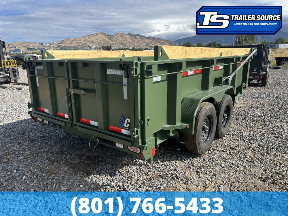 7'x14' Diamond C LPT 207 Dump Trailer - 32" Sides - 15.5K GVWR - 14 Ply Tires, Hydraulic Jack(s), Long Arm Tarp