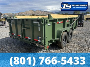7'x14' Diamond C LPT 207 Dump Trailer - 32" Sides - 15.5K GVWR - 14 Ply Tires, Hydraulic Jack(s), Long Arm Tarp