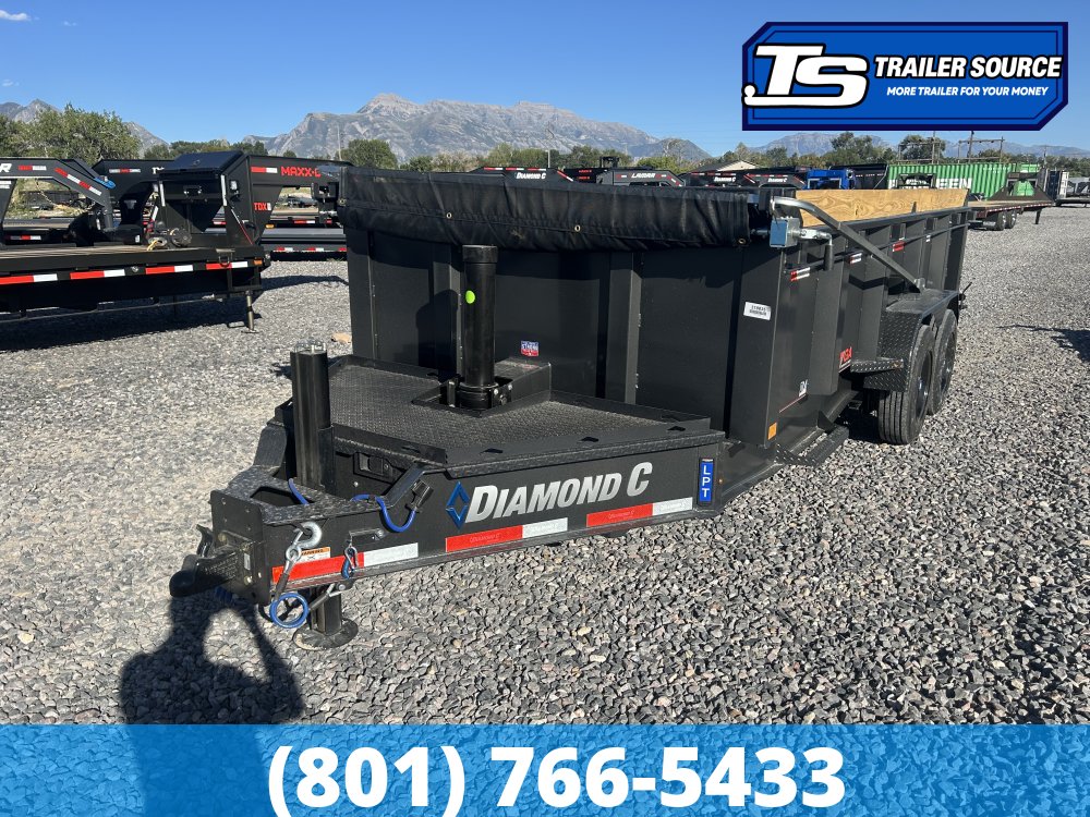 7x16 Diamond C LPT 208 Dump Trailer - 32" Sides - 18K GVWR - 18 Ply Tires, 7 Gauge Floor and Walls, ABS Brakes, Board Brackets, Hydraulic Jack(s), Long Arm Tarp