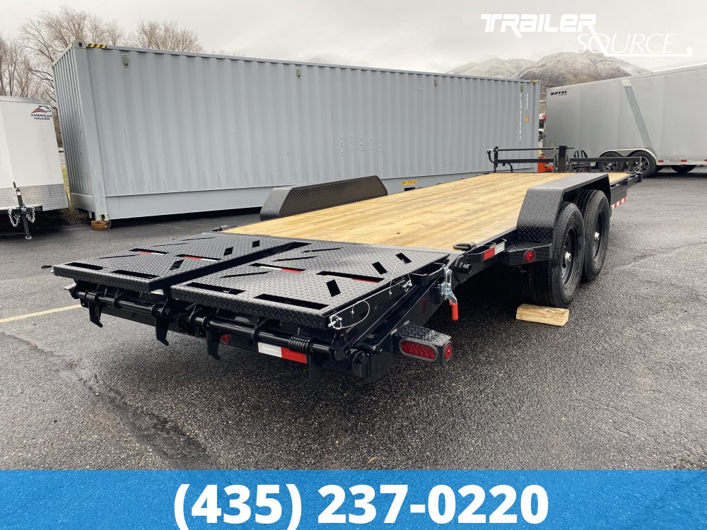 7x22 Iron Bull ETB Flatbed Car Hauler Trailer - 14K GVWR Max Ramps
