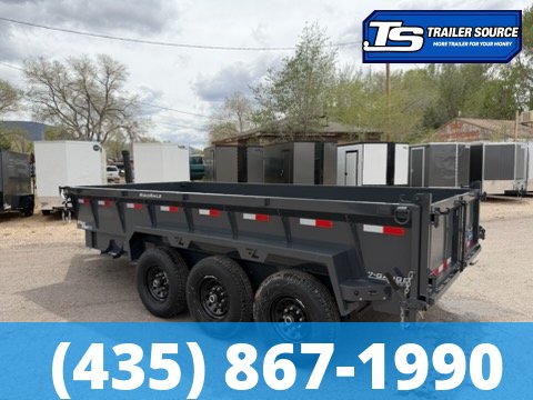 7x16 Lamar DT Dump Trailer - 24" Sides - 21K GVWR - 7 Gauge Floor, Stabilizer Jacks, Telescopic
