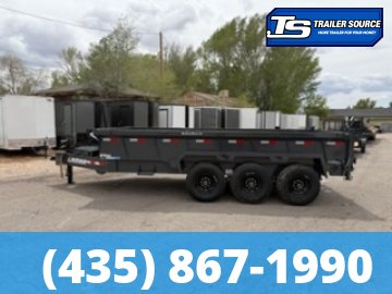 7x16 Lamar DT Dump Trailer - 24" Sides - 21K GVWR - 7 Gauge Floor, Stabilizer Jacks, Telescopic