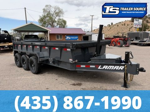 7x16 Lamar DT Dump Trailer - 24" Sides - 21K GVWR - 7 Gauge Floor, Stabilizer Jacks, Telescopic