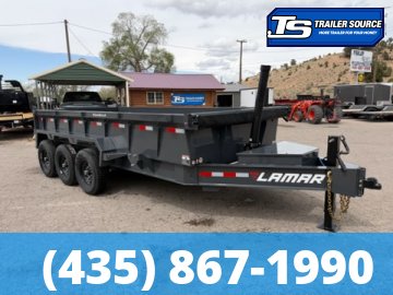 7x16 Lamar DT Dump Trailer - 24" Sides - 21K GVWR - 7 Gauge Floor, Stabilizer Jacks, Telescopic