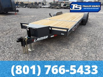 7x24 Lamar CC Flatbed Car Hauler Trailer - 10K GVWR - Tongue Box, Winch Plate