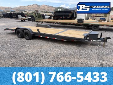 7x24 Lamar CC Flatbed Car Hauler Trailer - 10K GVWR - Tongue Box, Winch Plate