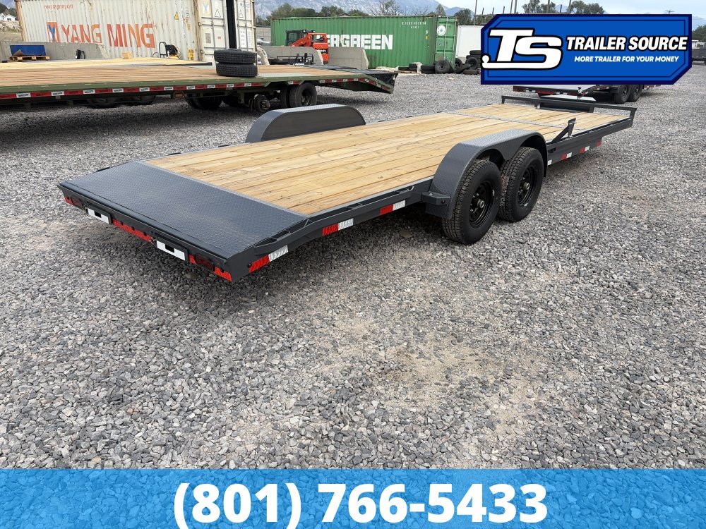 7x24 Lamar CC Flatbed Car Hauler Trailer - 10K GVWR - Tongue Box, Winch Plate