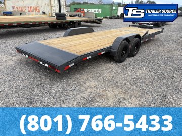 7x24 Lamar CC Flatbed Car Hauler Trailer - 10K GVWR - Tongue Box, Winch Plate