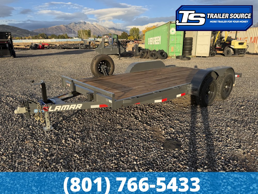 7x16 Lamar CC Flatbed Car Hauler Trailer - 10K GVWR - Spare Tire