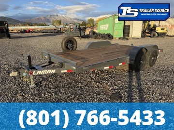 7x16 Lamar CC Flatbed Car Hauler Trailer - 10K GVWR - Spare Tire