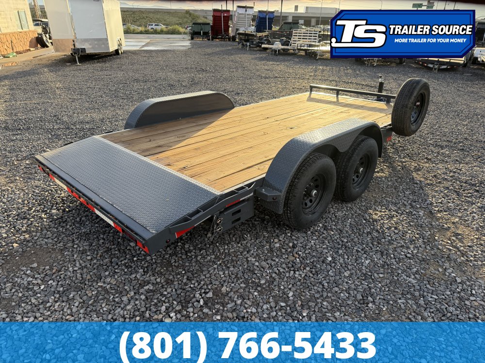 7x16 Lamar CC Flatbed Car Hauler Trailer - 10K GVWR - Spare Tire