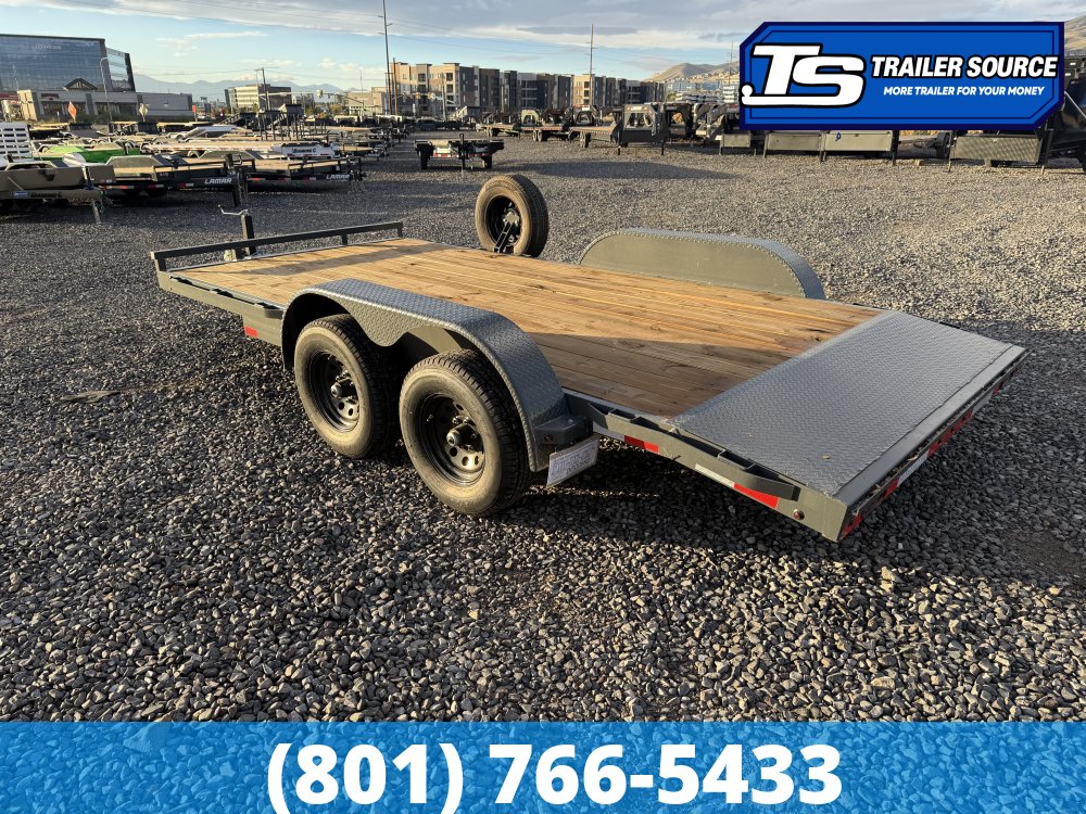 7x16 Lamar CC Flatbed Car Hauler Trailer - 10K GVWR - Spare Tire