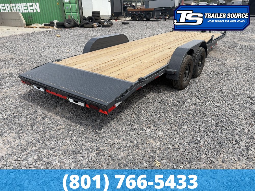 7x22 Lamar CC Flatbed Car Hauler Trailer - 10K GVWR - D-Rings