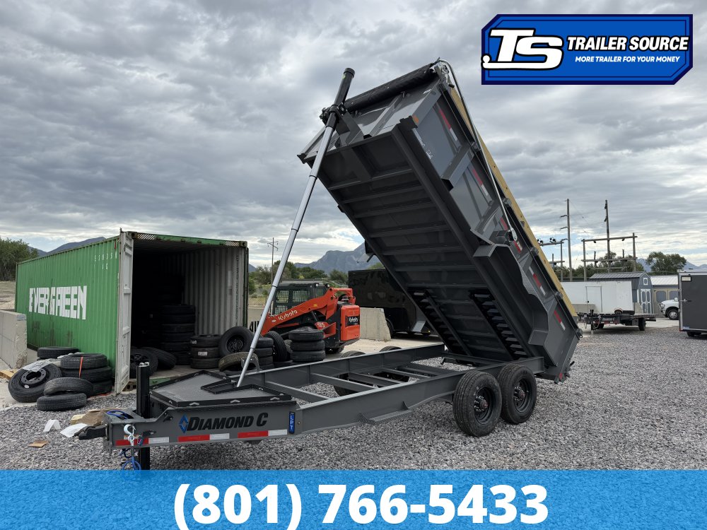 7x16 Diamond C LPT-GN 210 Gooseneck Dump Trailer - 32" Sides - 23K GVWR - Board Brackets, Hydraulic Jack(s)