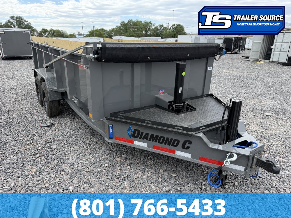 7x16 Diamond C LPT-GN 210 Gooseneck Dump Trailer - 32" Sides - 23K GVWR - Board Brackets, Hydraulic Jack(s)