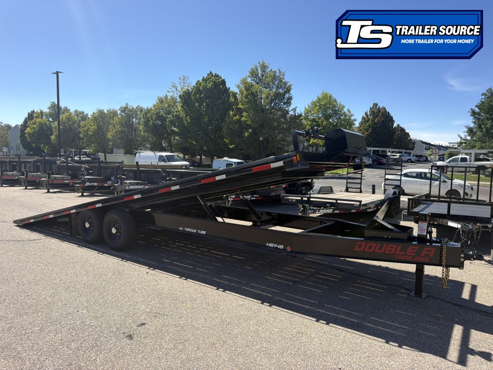8.5x26 Double A Pro Series HBT Deckover Tilt Trailer - 15.4K GVWR - I-Beam Frame, Torsion Axles, Winch Package